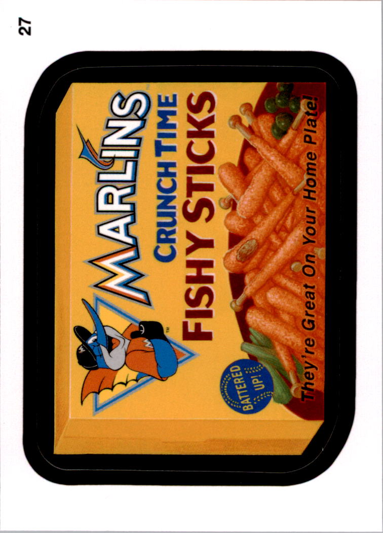 2016 Wacky Packages MLB #27 Marlins Fish Sticks