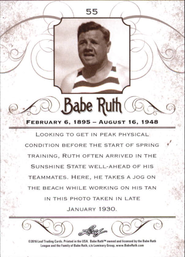2016 Leaf Babe Ruth Collection #55 Babe Ruth back image