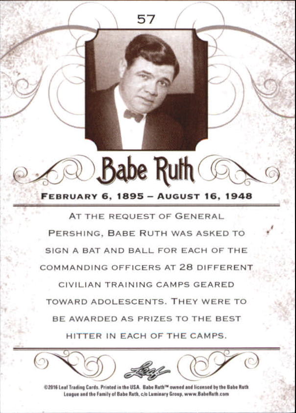 2016 Leaf Babe Ruth Collection #57 Babe Ruth back image