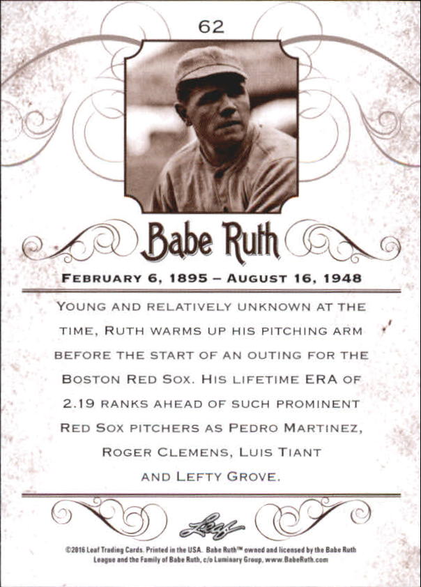 2016 Leaf Babe Ruth Collection #62 Babe Ruth back image