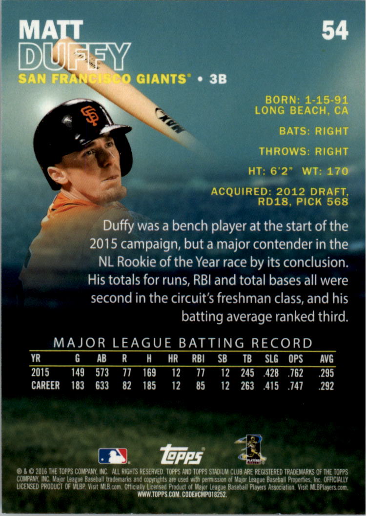2016 Stadium Club Gold Baseball Card Pick (Inserts) - Picture 33 of 217