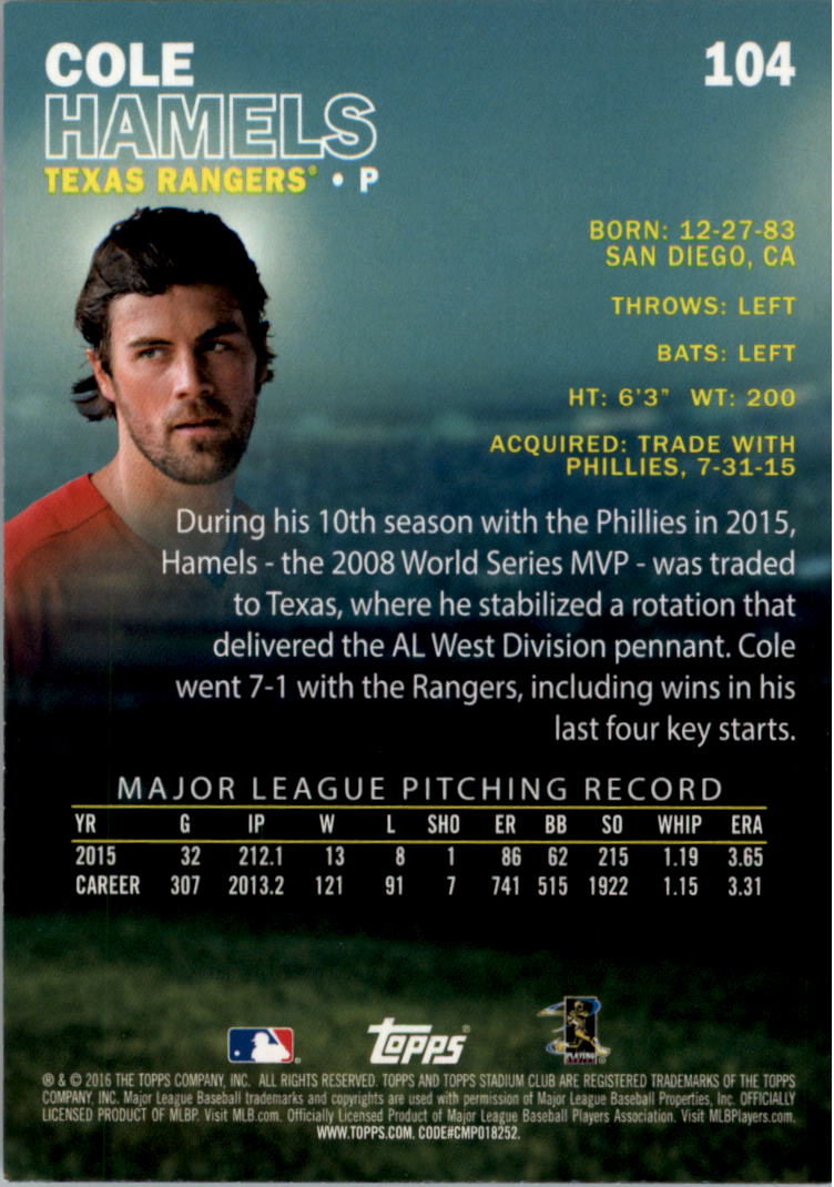 2016 Stadium Club Gold Baseball Card Pick (Inserts) - Picture 79 of 217