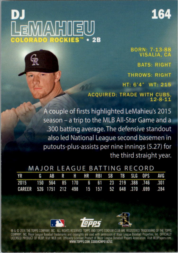 2016 Stadium Club Gold Baseball Card Pick (Inserts) - Picture 109 of 217