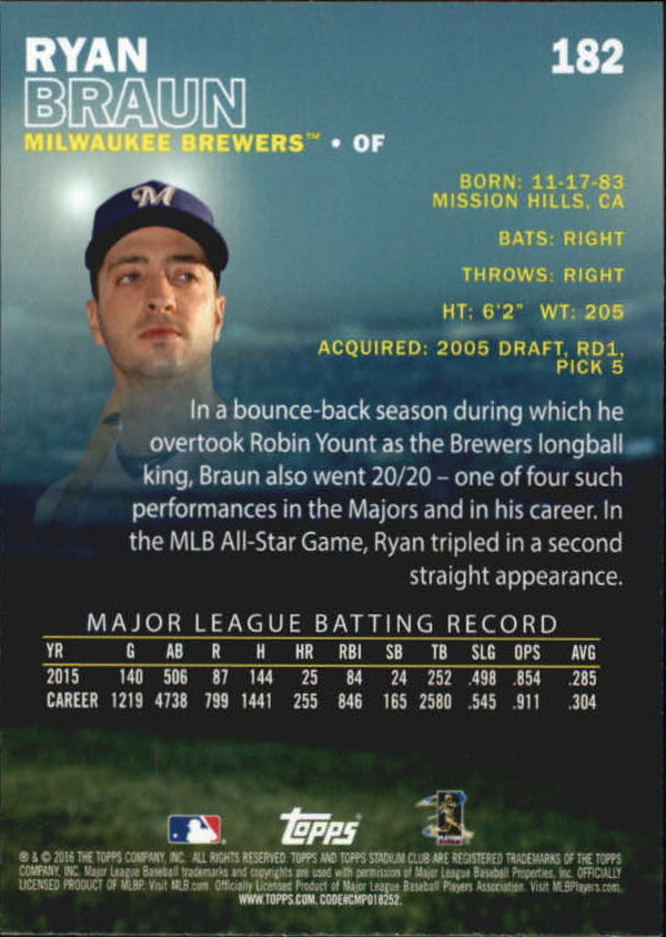 2016 Stadium Club Gold Baseball Card Pick (Inserts) - Picture 123 of 217