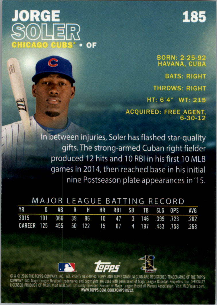 2016 Stadium Club Gold Baseball Card Pick (Inserts) - Picture 127 of 217