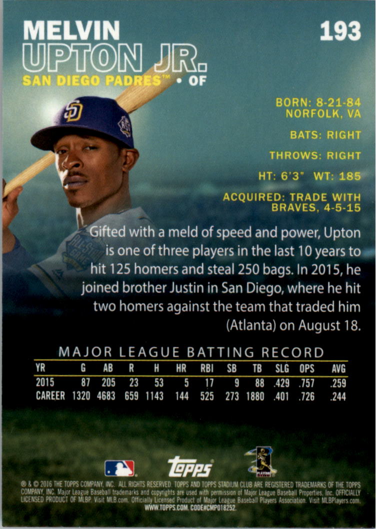 2016 Stadium Club Gold Baseball Card Pick (Inserts) - Picture 139 of 217