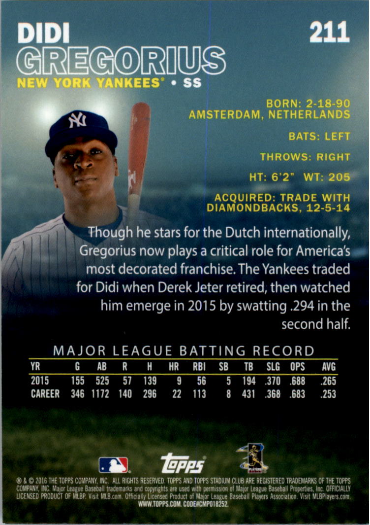 2016 Stadium Club Gold Baseball Card Pick (Inserts) - Picture 159 of 217