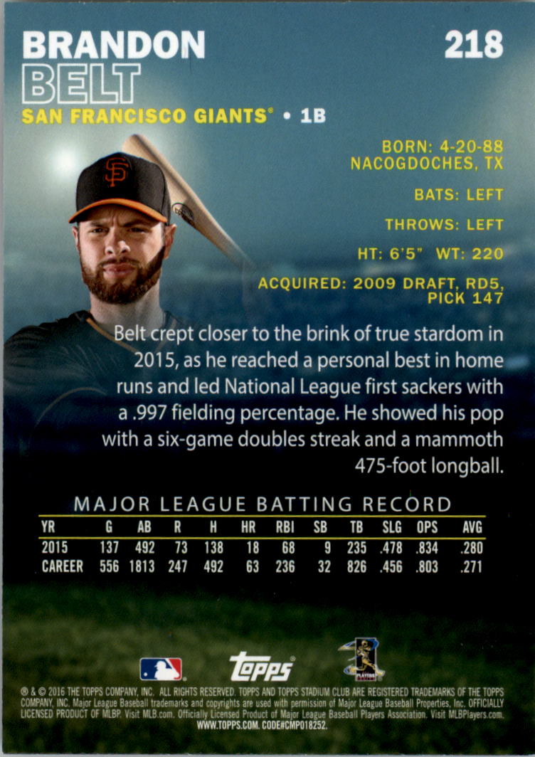 2016 Stadium Club Gold Baseball Card Pick (Inserts) - Picture 165 of 217