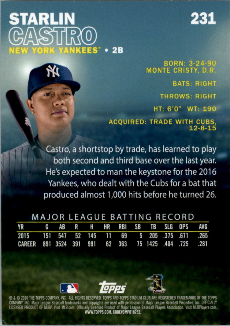 2016 Stadium Club Gold Baseball Card Pick (Inserts) - Picture 177 of 217