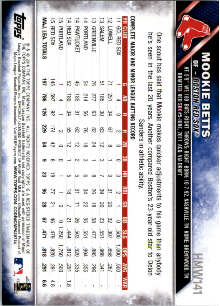 Mookie Betts cards (2015-2023) Red Sox Dodgers - You Choose - Picture 26 of 201