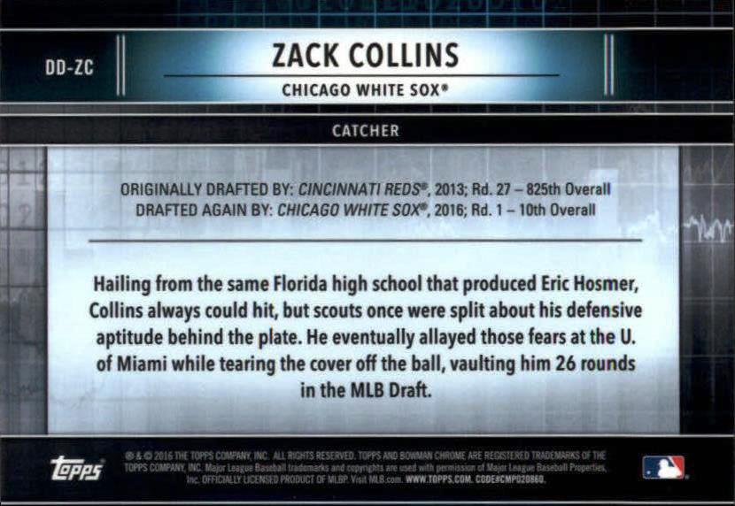 2016 Bowman Chrome Draft Draft Dividends #DDZC Zack Collins back image