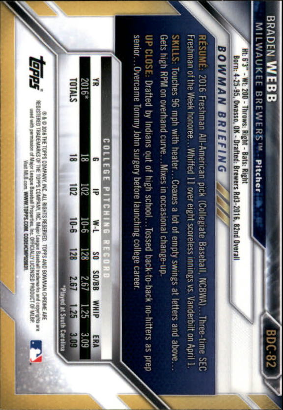 B4911- 2016 Bowman Chrome Draft BB 1-200 +Rookies -You Pick- 15+ FREE US SHIP - Picture 91 of 263