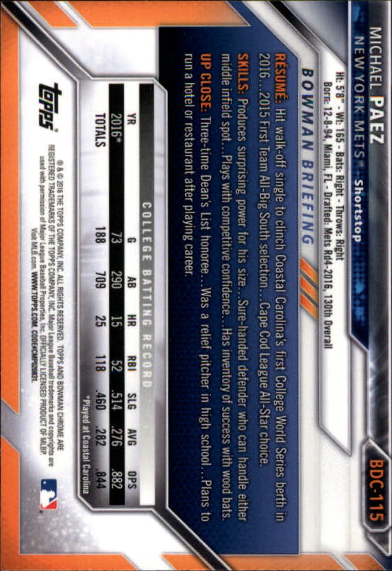 B4911- 2016 Bowman Chrome Draft BB 1-200 +Rookies -You Pick- 15+ FREE US SHIP - Picture 127 of 263