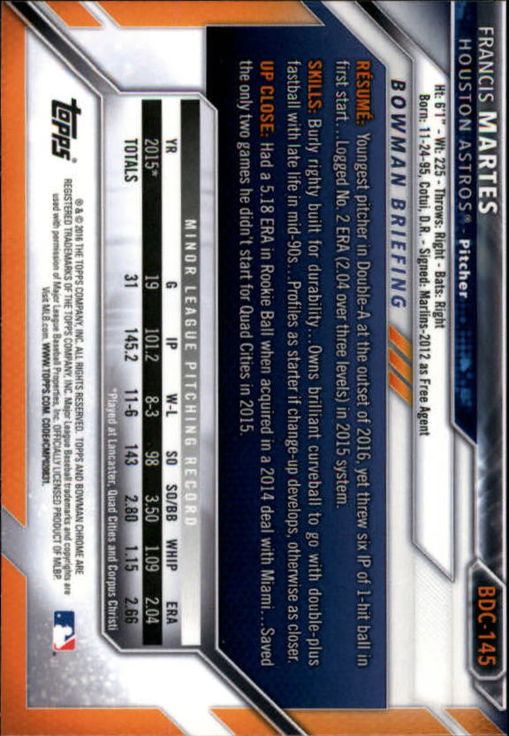B4911- 2016 Bowman Chrome Draft BB 1-200 +Rookies -You Pick- 15+ FREE US SHIP - Picture 171 of 263