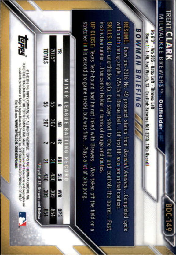 B4911- 2016 Bowman Chrome Draft BB 1-200 +Rookies -You Pick- 15+ FREE US SHIP - Picture 179 of 263