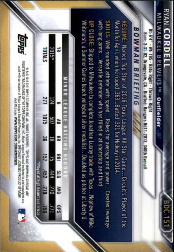 B4911- 2016 Bowman Chrome Draft BB 1-200 +Rookies -You Pick- 15+ FREE US SHIP - Picture 183 of 263