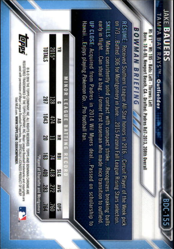 B4911- 2016 Bowman Chrome Draft BB 1-200 +Rookies -You Pick- 15+ FREE US SHIP - Picture 189 of 263