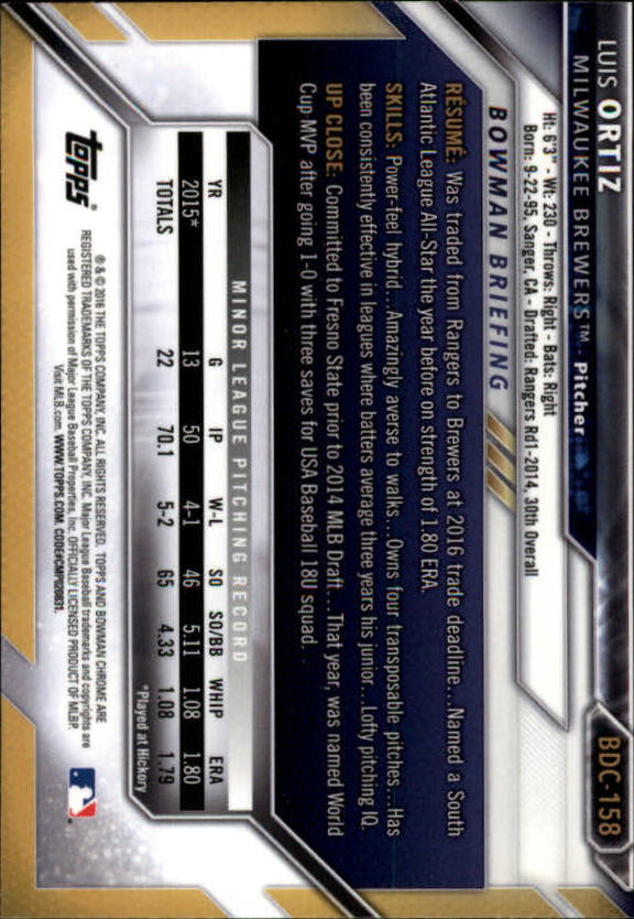 B4911- 2016 Bowman Chrome Draft BB 1-200 +Rookies -You Pick- 15+ FREE US SHIP - Picture 193 of 263