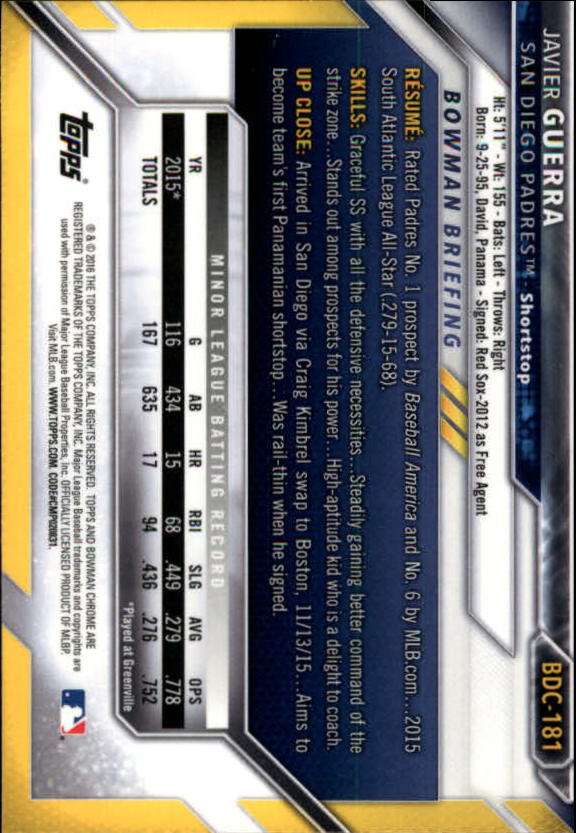 B4911- 2016 Bowman Chrome Draft BB 1-200 +Rookies -You Pick- 15+ FREE US SHIP - Picture 233 of 263