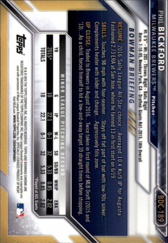 B4911- 2016 Bowman Chrome Draft BB 1-200 +Rookies -You Pick- 15+ FREE US SHIP - Picture 247 of 263