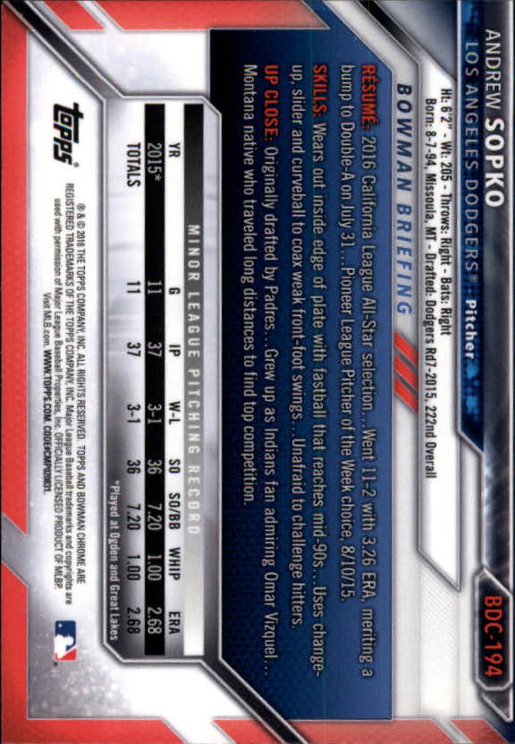 B4911- 2016 Bowman Chrome Draft BB 1-200 +Rookies -You Pick- 15+ FREE US SHIP - Picture 255 of 263
