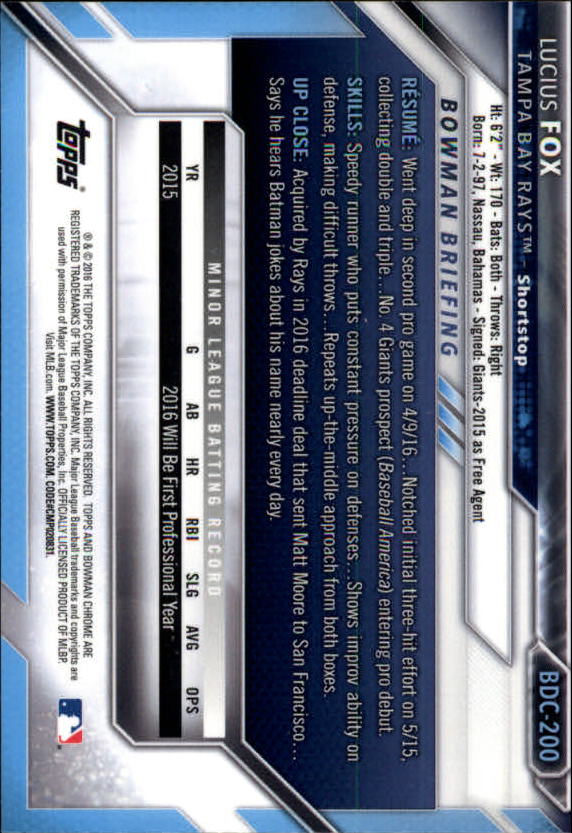 B4911- 2016 Bowman Chrome Draft BB 1-200 +Rookies -You Pick- 15+ FREE US SHIP - Picture 263 of 263