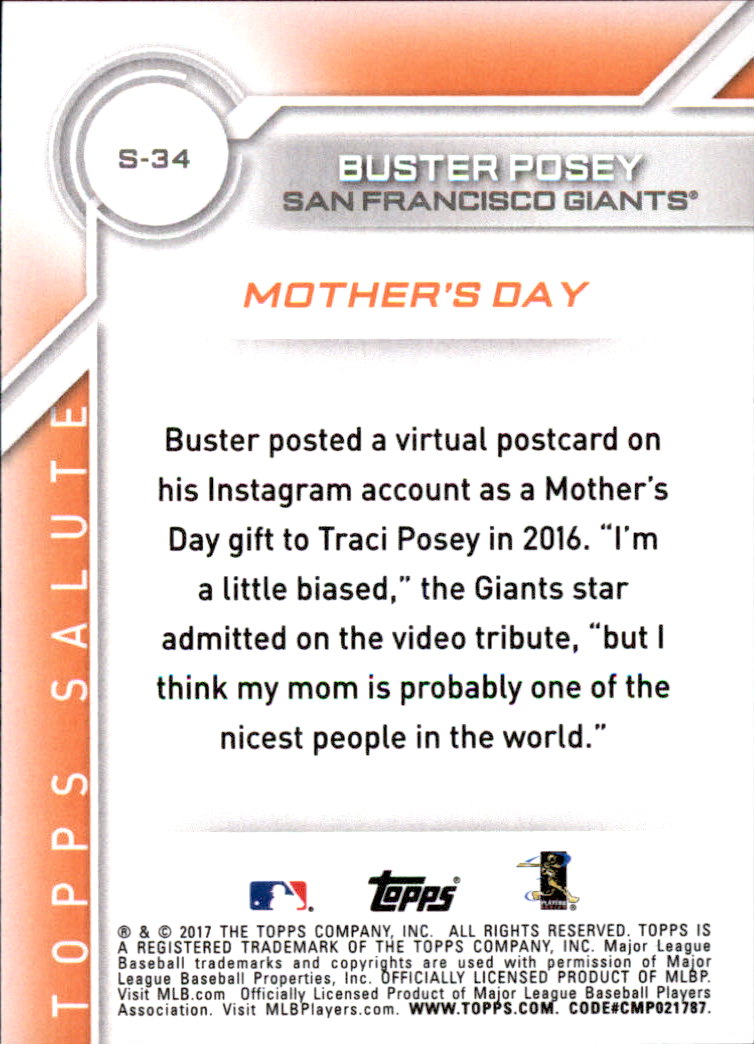 A0479- 2017 Topps Baseball Salute Inserts #s 1-200 -You Pick- 15+ FREE US SHIP - Picture 72 of 88