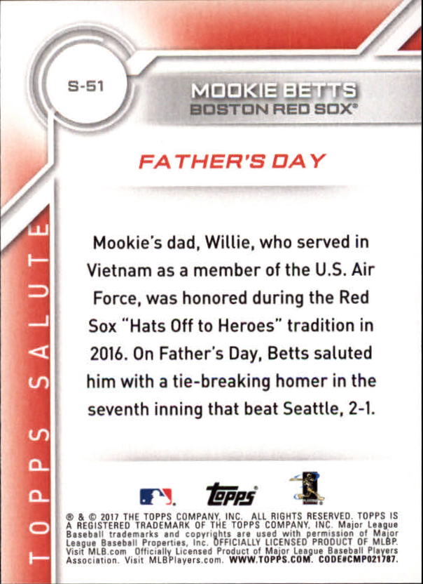 A0479- 2017 Topps Baseball Salute Inserts #s 1-200 -You Pick- 15+ FREE US SHIP - Picture 78 of 88