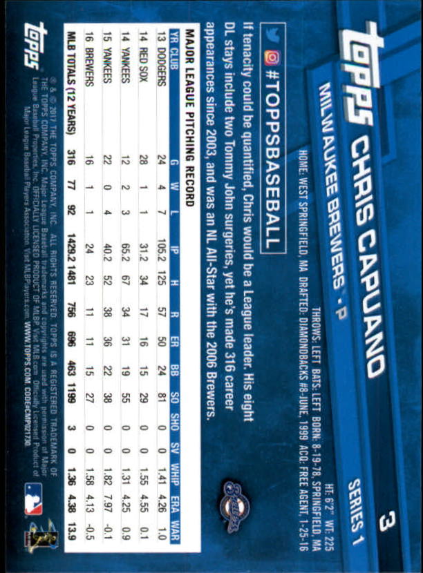 A0479- 2017 Topps Baseball Card #s 1-252 +Rookies -You Pick- 15+ FREE US SHIP - Picture 7 of 491