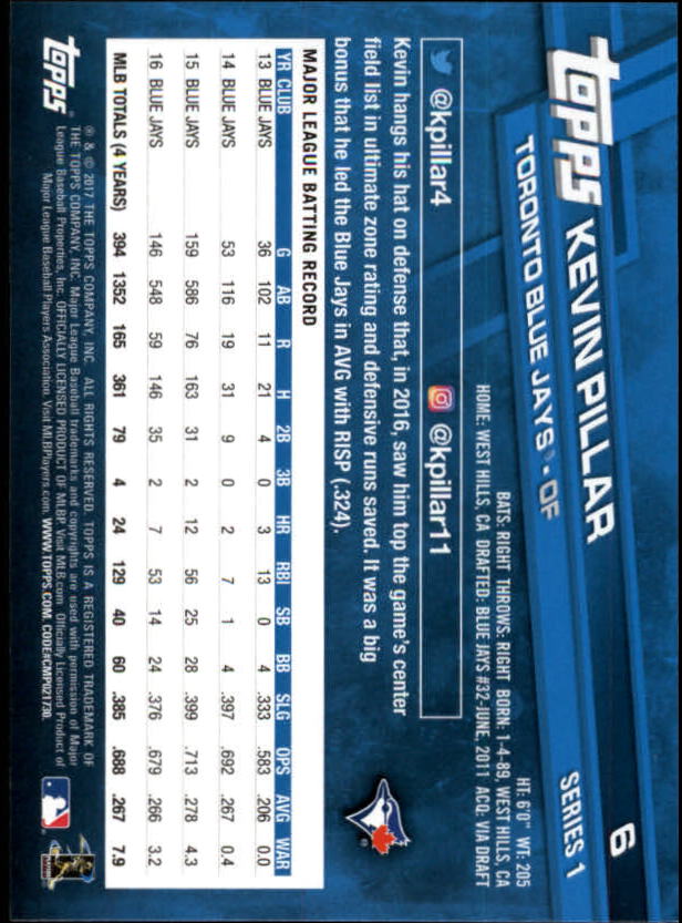 A0479- 2017 Topps Baseball Card #s 1-252 +Rookies -You Pick- 15+ FREE US SHIP - Picture 11 of 491