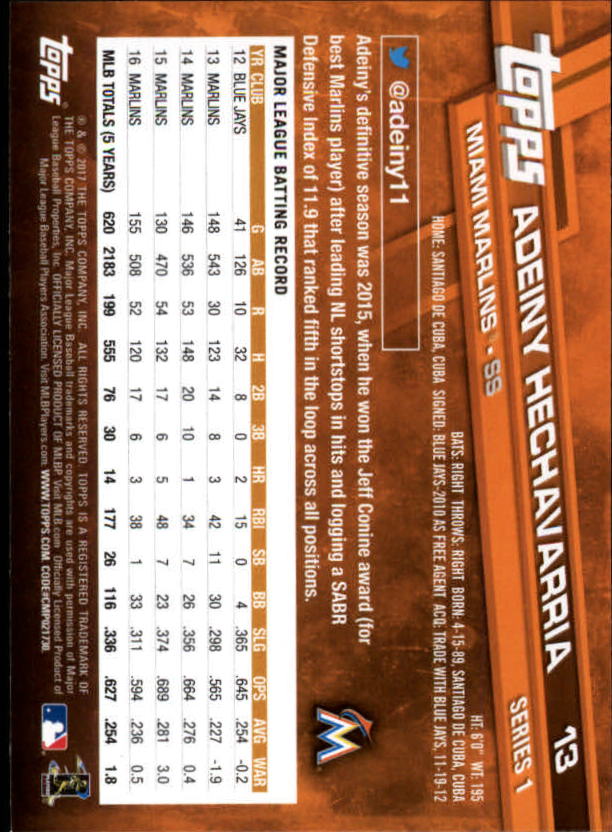 A0479- 2017 Topps Baseball Card #s 1-252 +Rookies -You Pick- 15+ FREE US SHIP - Picture 25 of 491