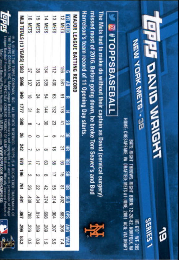 A0479- 2017 Topps Baseball Card #s 1-252 +Rookies -You Pick- 15+ FREE US SHIP - Picture 37 of 491