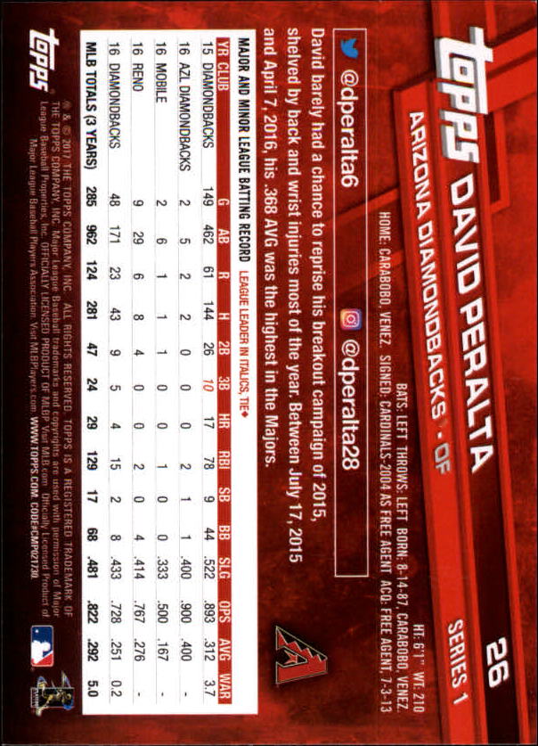 A0479- 2017 Topps Baseball Card #s 1-252 +Rookies -You Pick- 15+ FREE US SHIP - Picture 49 of 491