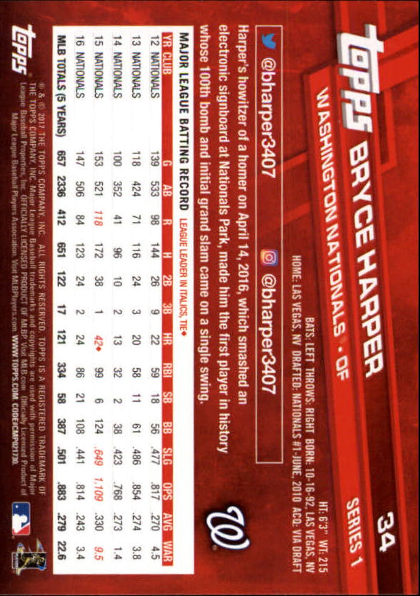 A0479- 2017 Topps Baseball Card #s 1-252 +Rookies -You Pick- 15+ FREE US SHIP - Picture 63 of 491