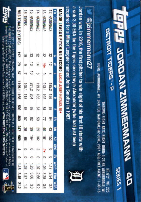 A0479- 2017 Topps Baseball Card #s 1-252 +Rookies -You Pick- 15+ FREE US SHIP - Picture 75 of 491
