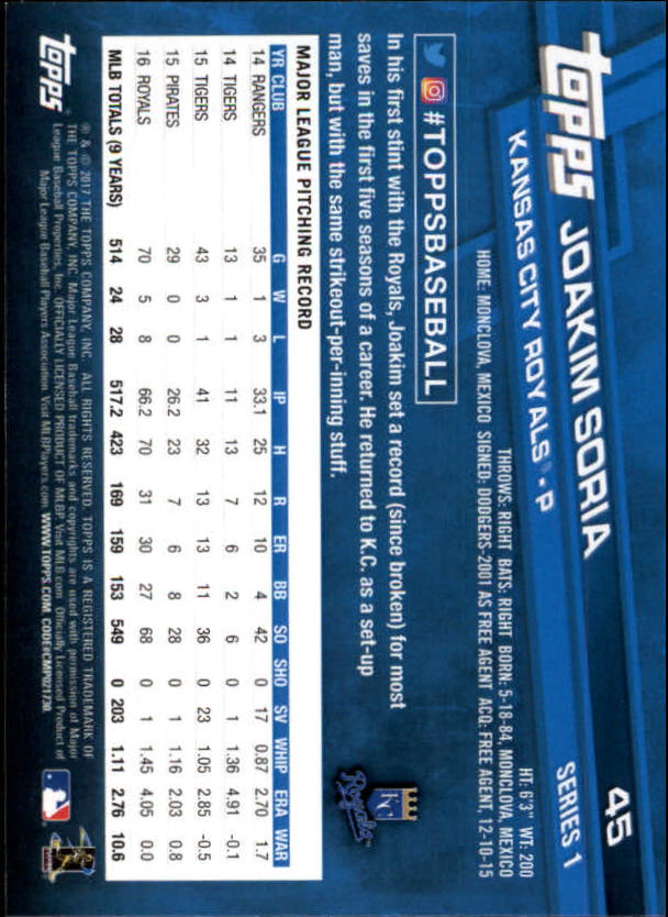 A0479- 2017 Topps Baseball Card #s 1-252 +Rookies -You Pick- 15+ FREE US SHIP - Picture 85 of 491
