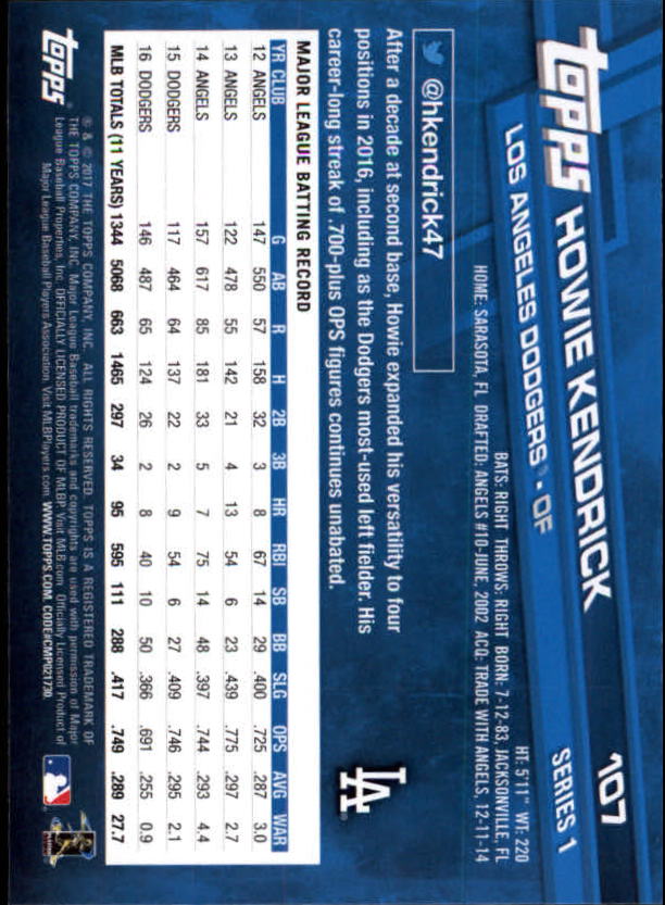 A0479- 2017 Topps Baseball Card #s 1-252 +Rookies -You Pick- 15+ FREE US SHIP - Picture 205 of 491