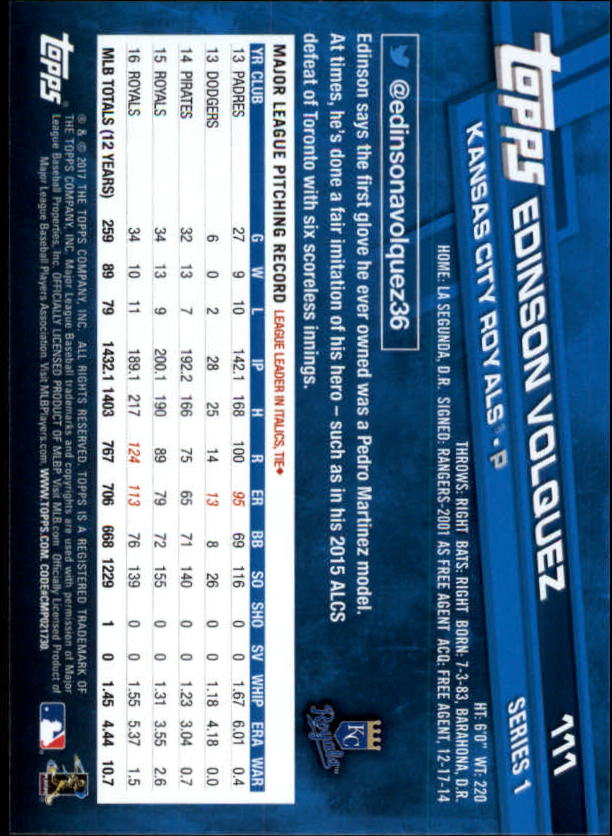 A0479- 2017 Topps Baseball Card #s 1-252 +Rookies -You Pick- 15+ FREE US SHIP - Picture 213 of 491