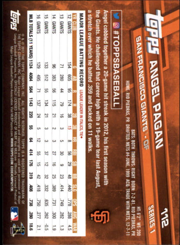 A0479- 2017 Topps Baseball Card #s 1-252 +Rookies -You Pick- 15+ FREE US SHIP - Picture 215 of 491