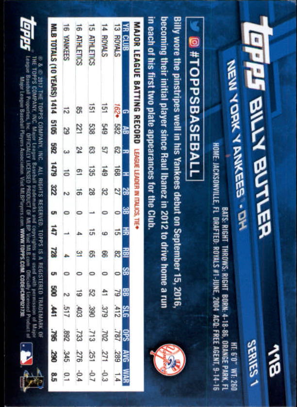 A0479- 2017 Topps Baseball Card #s 1-252 +Rookies -You Pick- 15+ FREE US SHIP - Picture 227 of 491