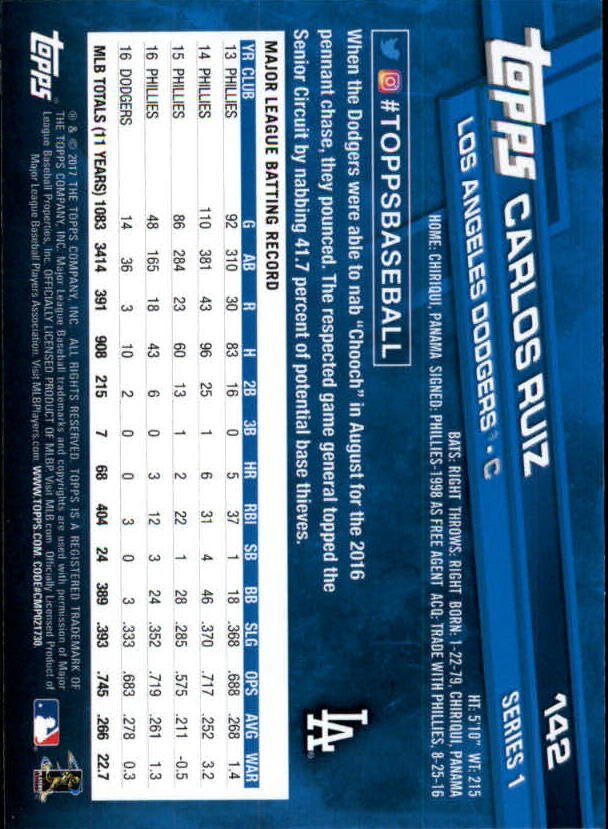 A0479- 2017 Topps Baseball Card #s 1-252 +Rookies -You Pick- 15+ FREE US SHIP - Picture 275 of 491