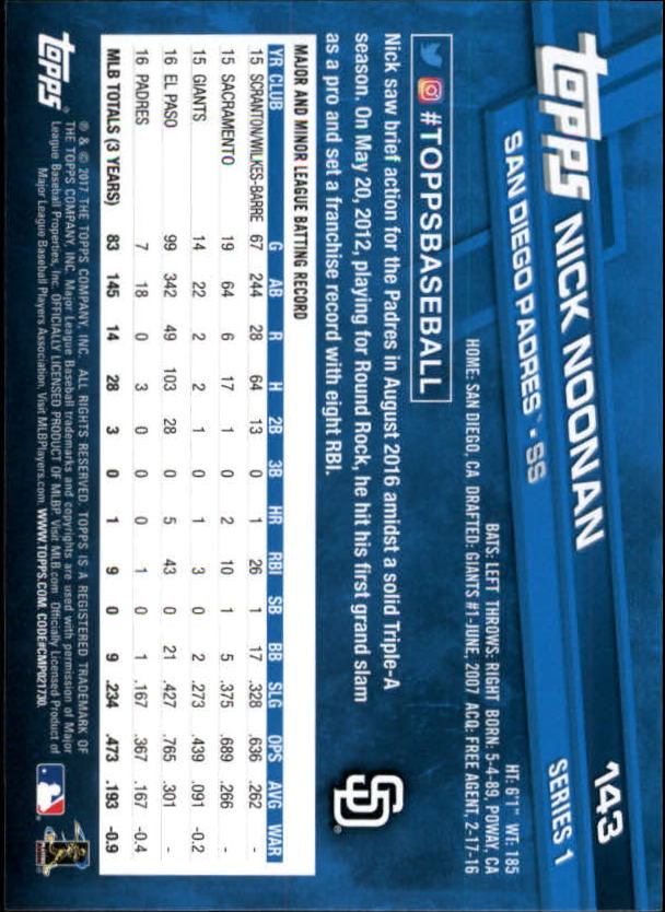 A0479- 2017 Topps Baseball Card #s 1-252 +Rookies -You Pick- 15+ FREE US SHIP - Picture 277 of 491