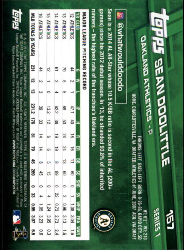 A0479- 2017 Topps Baseball Card #s 1-252 +Rookies -You Pick- 15+ FREE US SHIP - Picture 305 of 491