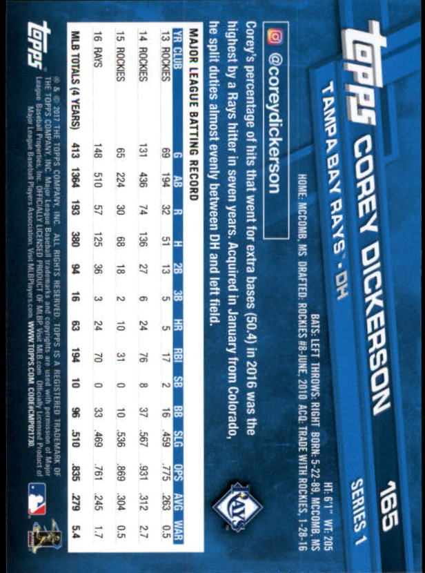 A0479- 2017 Topps Baseball Card #s 1-252 +Rookies -You Pick- 15+ FREE US SHIP - Picture 321 of 491