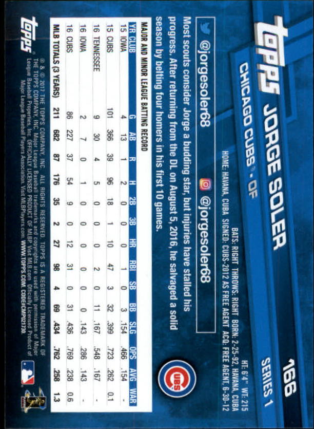 A0479- 2017 Topps Baseball Card #s 1-252 +Rookies -You Pick- 15+ FREE US SHIP - Picture 323 of 491