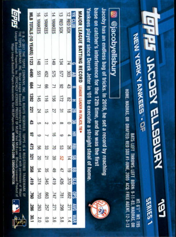 A0479- 2017 Topps Baseball Card #s 1-252 +Rookies -You Pick- 15+ FREE US SHIP - Picture 383 of 491