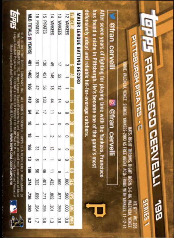 A0479- 2017 Topps Baseball Card #s 1-252 +Rookies -You Pick- 15+ FREE US SHIP - Picture 385 of 491