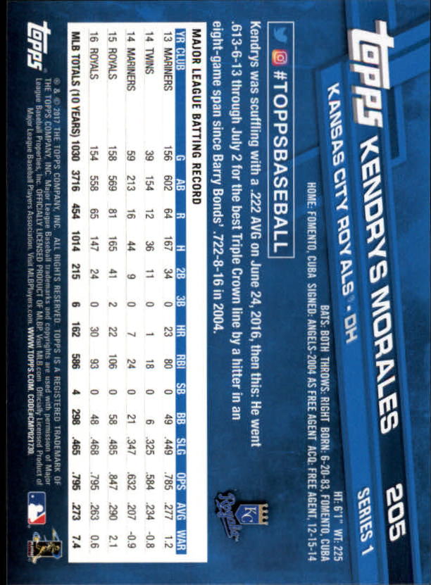 A0479- 2017 Topps Baseball Card #s 1-252 +Rookies -You Pick- 15+ FREE US SHIP - Picture 399 of 491