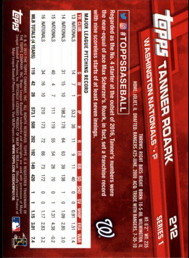 A0479- 2017 Topps Baseball Card #s 1-252 +Rookies -You Pick- 15+ FREE US SHIP - Picture 411 of 491