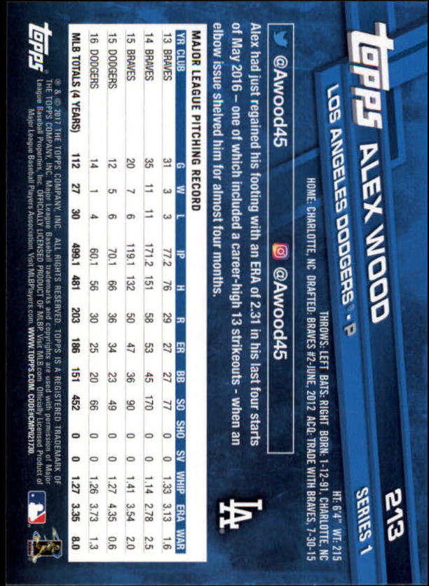 A0479- 2017 Topps Baseball Card #s 1-252 +Rookies -You Pick- 15+ FREE US SHIP - Picture 413 of 491
